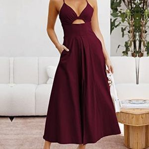 Women's Summer Spaghetti Strap 2023 Casual Sleeveless V Neck Cutout  Dresses